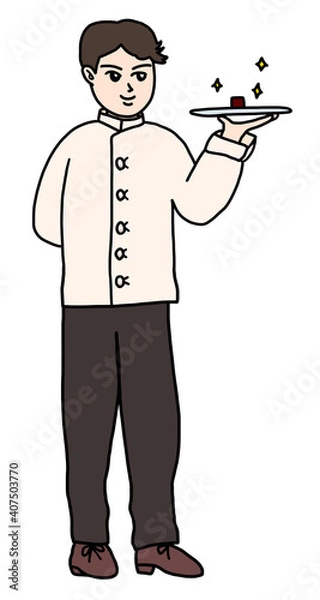 Obraz チョコレートと若い男性ショコラティエ　全身
