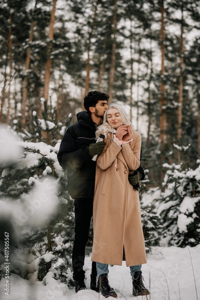 Obraz couple in winter park