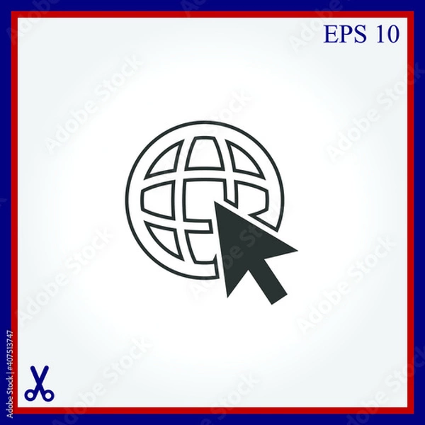 Obraz Go To Web .Globe and  cursor.Vector icon.