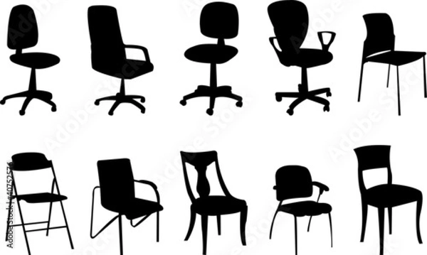 Obraz Chairs silhouette collection - vector
