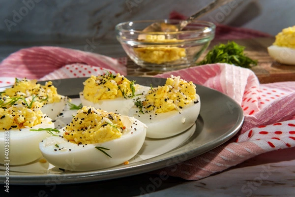 Fototapeta Everything Bagel Deviled Eggs