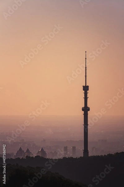 Fototapeta Tv tower at sunset