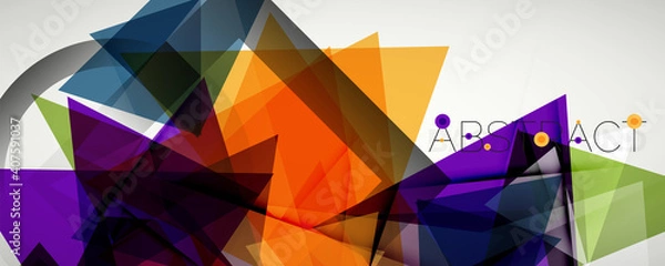 Fototapeta Geometric abstract background. Color triangle shapes. Vector illustration for covers, banners, flyers and posters and other designs