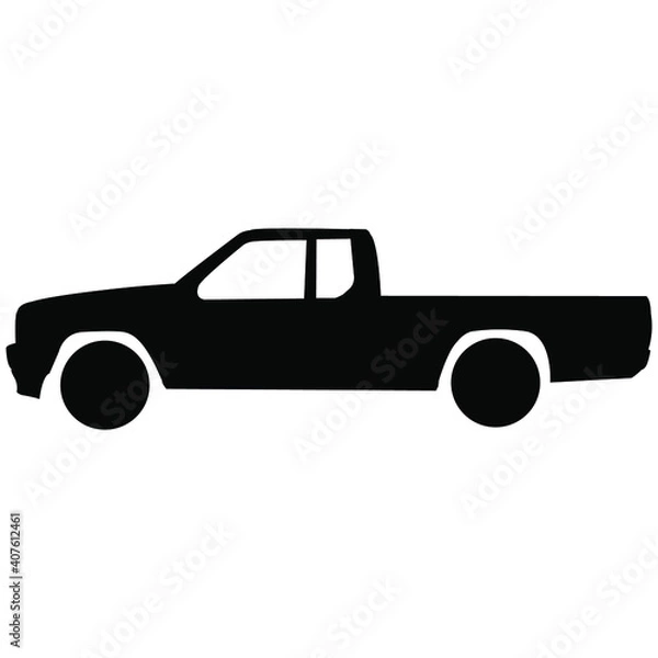 Fototapeta Black pick up car silhouette on white background.vector illustration.