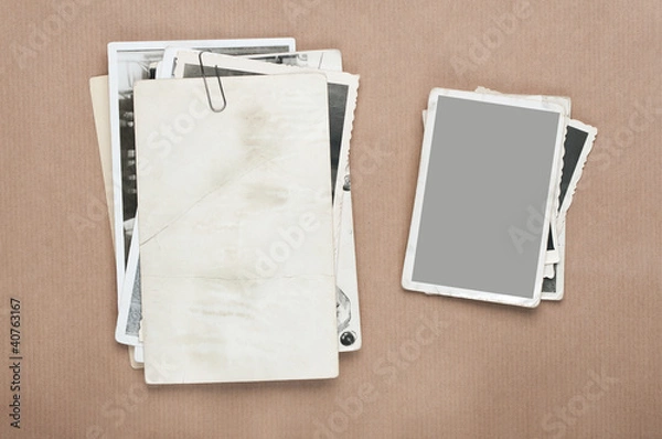 Fototapeta Set  old, blank picture on gray cardboard background