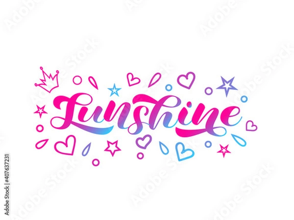 Fototapeta Sunshine brush lettering. Vector stock  illustration for card or clothes