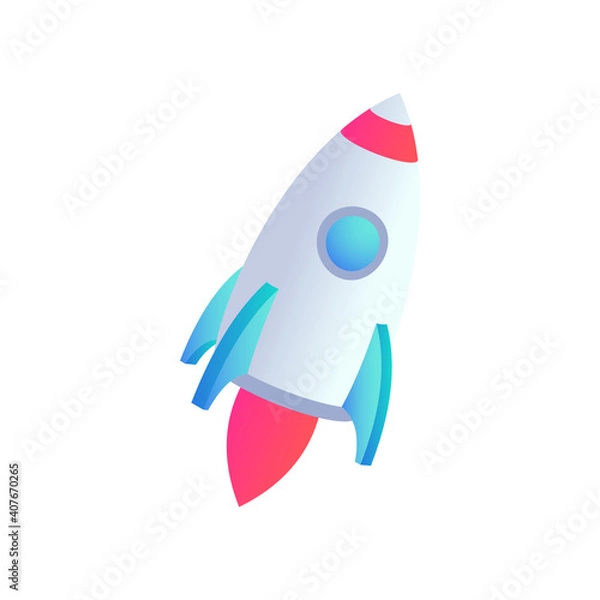 Fototapeta Rocket vector icometric icon. 3d business start up concept, produc startup sign
