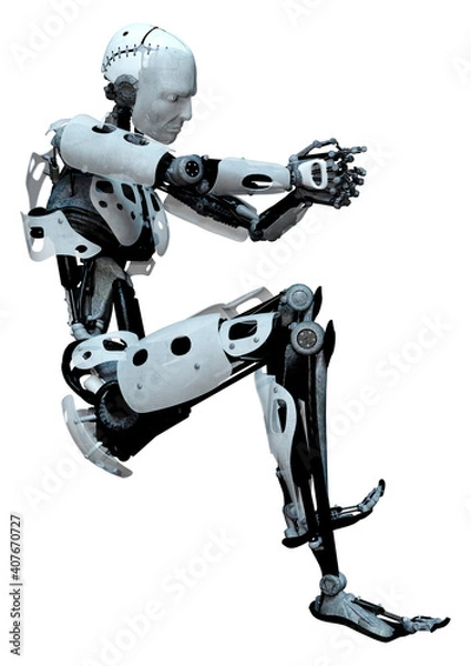 Fototapeta 3D Rendering Male Robot on White