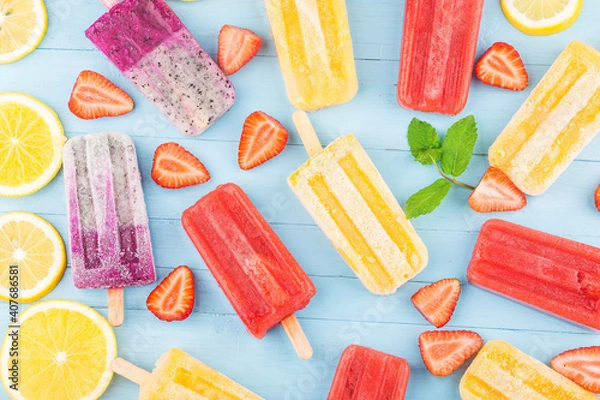 Fototapeta healthy whole fruit popsicles