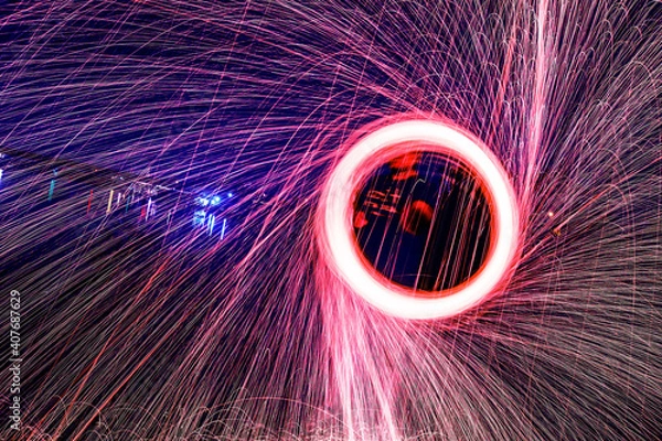 Fototapeta shiny fire circle