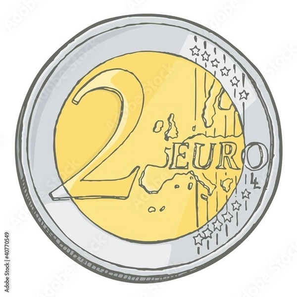Obraz Two euros coin sketch