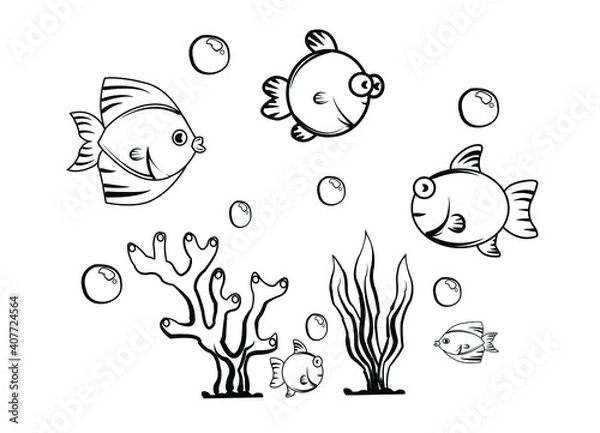 Fototapeta set of fishes