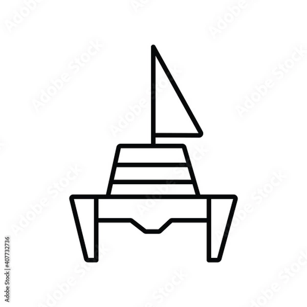 Fototapeta Catamaran boat travel line icon
