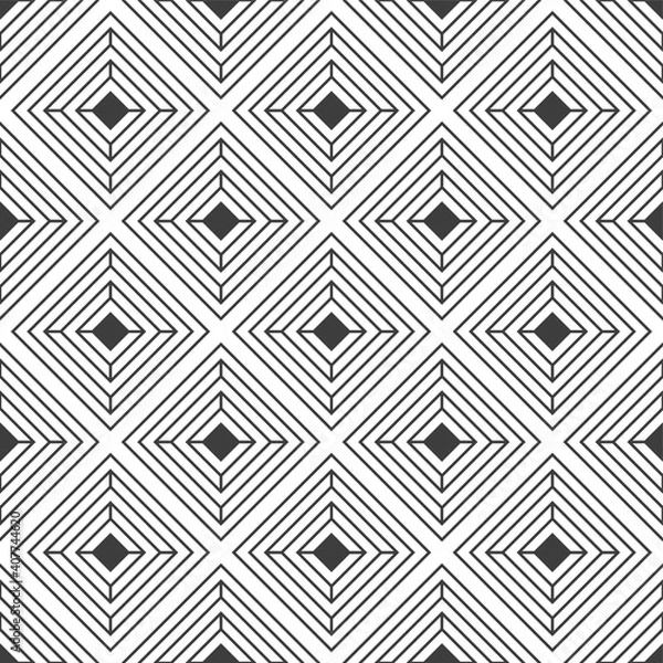 Fototapeta Abstract seamless rhombuses pattern. Modern stylish texture. Repeating geometric tiles. Vector monochrome background.
