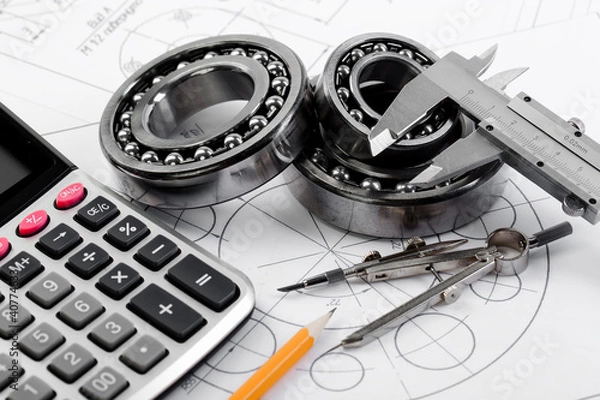 Fototapeta construction drafts and tools on the table