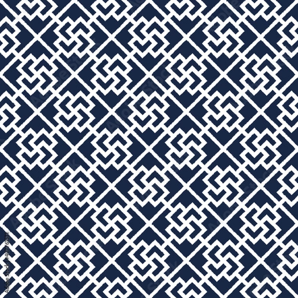 Obraz Geometric abstract seamless vector pattern including traditional korean or chinese motive with typical lines and elements