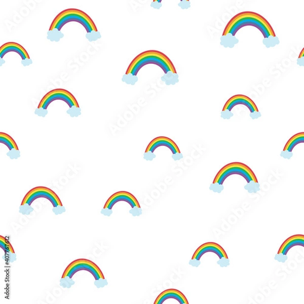 Fototapeta Cloud, rainbow seamless pattern background Vector Illustration