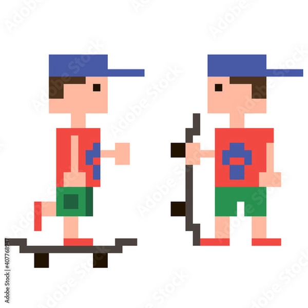 Obraz 8 bit skater boy