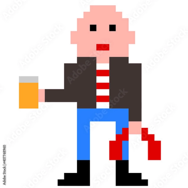 Obraz 8 bit skin head illustration