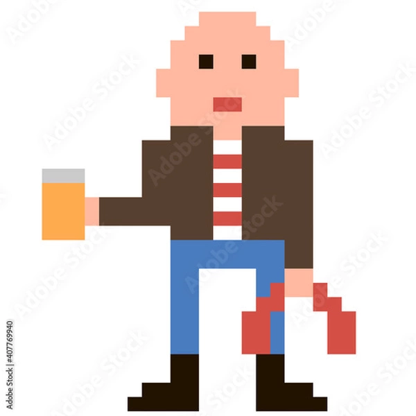 Obraz 8 bit skin head illutration