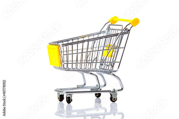 Obraz isolated shopping cart on the white. shopping trolley
