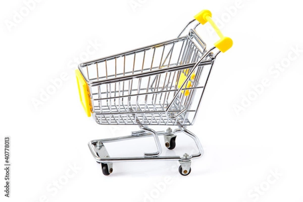 Obraz isolated shopping cart on the white. shopping trolley