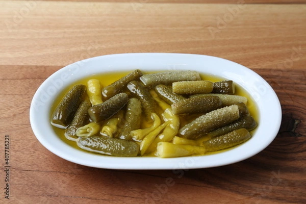 Obraz Traditional Turkish appetizer pickled cucumber