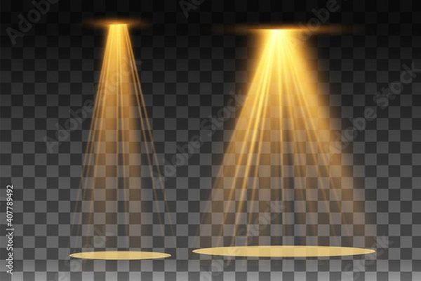 Obraz Vector spotlight. Light effect.Glow isolated yellow transparent light effect. Abstract special effect element design.
