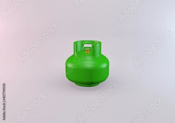 Obraz Indonesian economic green gas tube 3kg 3d render on grey background