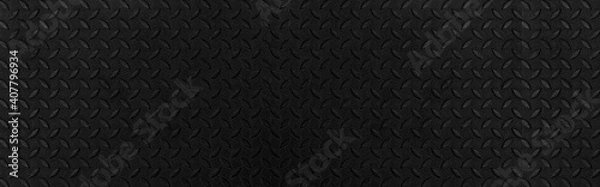 Fototapeta Panorama of Black Diamond Steel Plate Floor pattern and seamless background