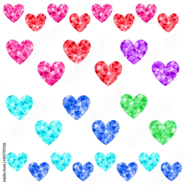 Fototapeta キラキラ　宝石　ハート　カラフル　アイコン　素材　セット