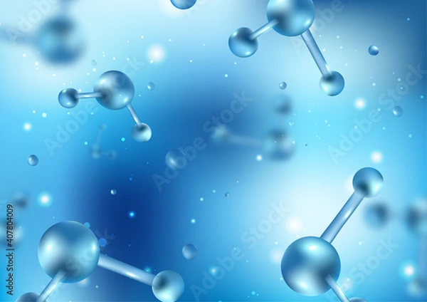 Fototapeta Water molecules structure abstract background, vector illustration