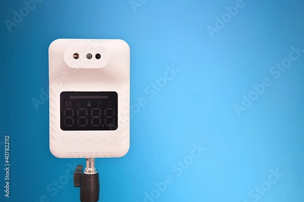 Obraz stand temperature scanner with blue background