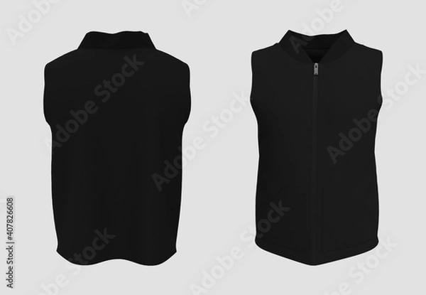 Fototapeta Blank track vest jacket mockup in front and back views, 3d illustration, 3d rendering