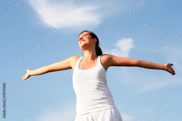 Fototapeta Woman with arms wide open