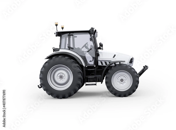 Fototapeta 3d rendering tractor side view isolated on white background with shadow