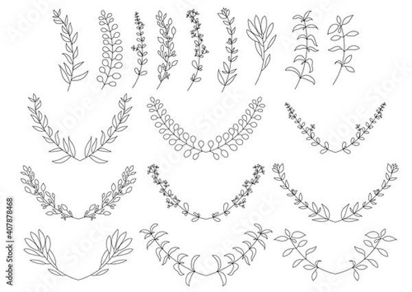 Obraz 植物線画　詰め合わせ　ベクター素材