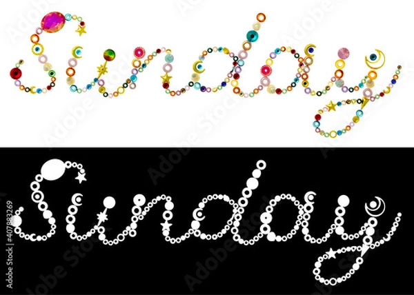 Fototapeta デコレーション文字　Sunday　切り抜き