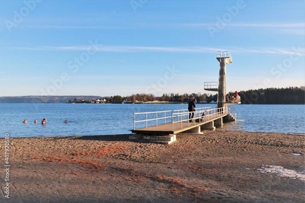 Obraz Diving into a wintery fjord