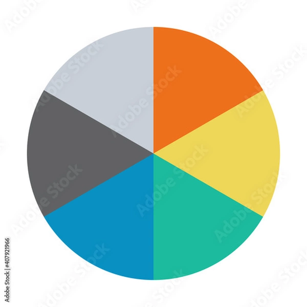 Fototapeta Infographic pie chart. Cycle presentation diagram 6 section. Vector isolated on white background