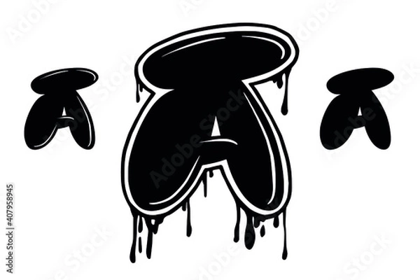 Fototapeta letter A vector on a white background in the style of graffiti hand-drawn