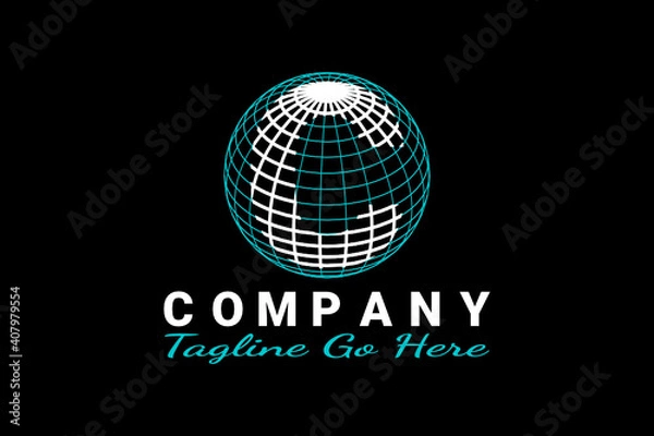 Fototapeta 3D vector logo element with globe illustration and outline pattern forming initials "C". Usable for global business logos.