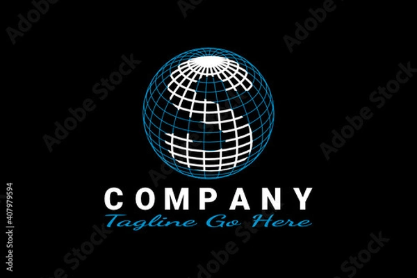 Fototapeta 3D vector logo element with globe illustration and outline pattern forming initials "S". Usable for global business logos.