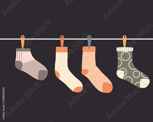 Fototapeta four socks hanging vector design