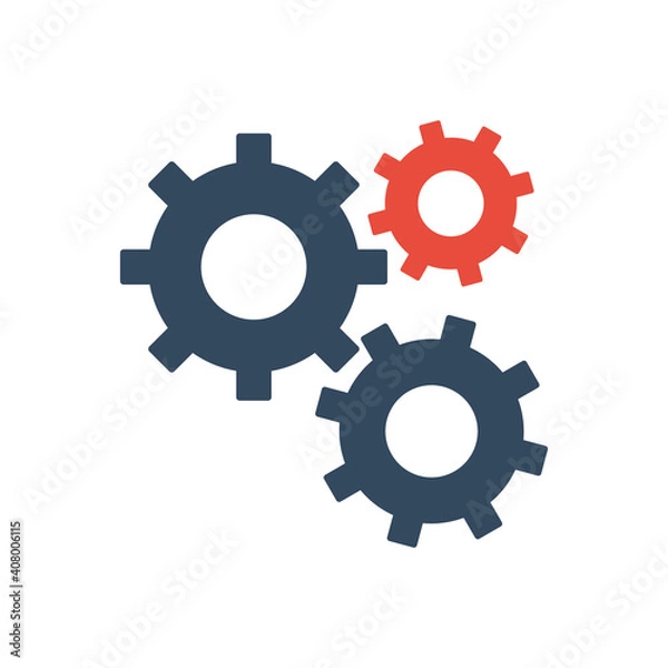 Fototapeta three gear wheels, vector bicolor icon