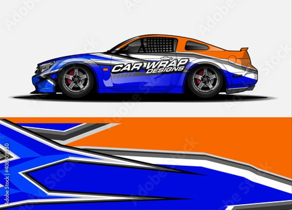 Fototapeta Car wrap graphic racing abstract strip and background for car wrap and vinyl sticker 
