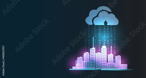 Fototapeta concept cloud binary code town