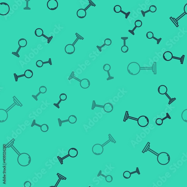 Fototapeta Black line Floor lamp icon isolated seamless pattern on green background. Vector.