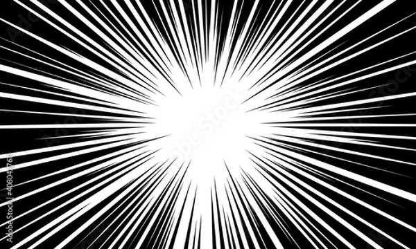 Fototapeta Abstract radial black line speed zoom for comic cartoon background vector illustration.