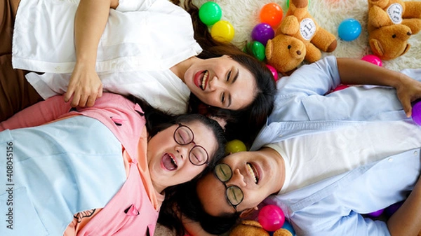 Obraz Down syndrome happy family.